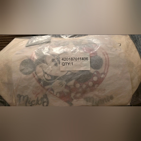 Disney Mickey and Minnie Mouse Love You Forever Valentine Canvas Tote Bag NWT - Picture 4 of 4